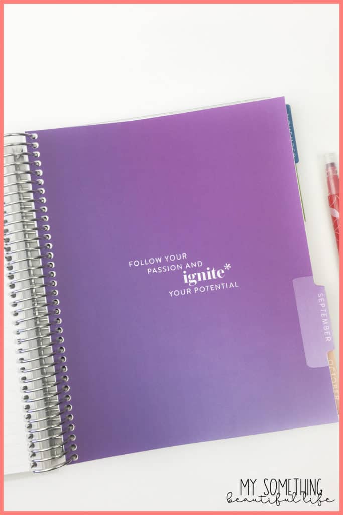 2022 Erin Condren LifePlanner interior monthly tabbed divider page with quote